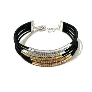 Swarovski Tricolor Layered Cord Crystal Bracelet